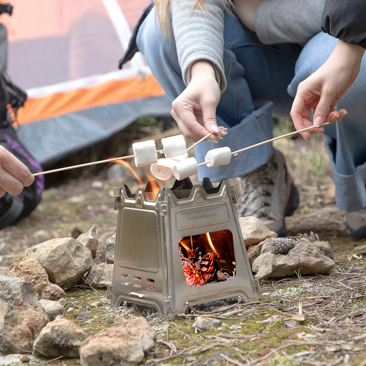 Hopfällbar campingspis i stål